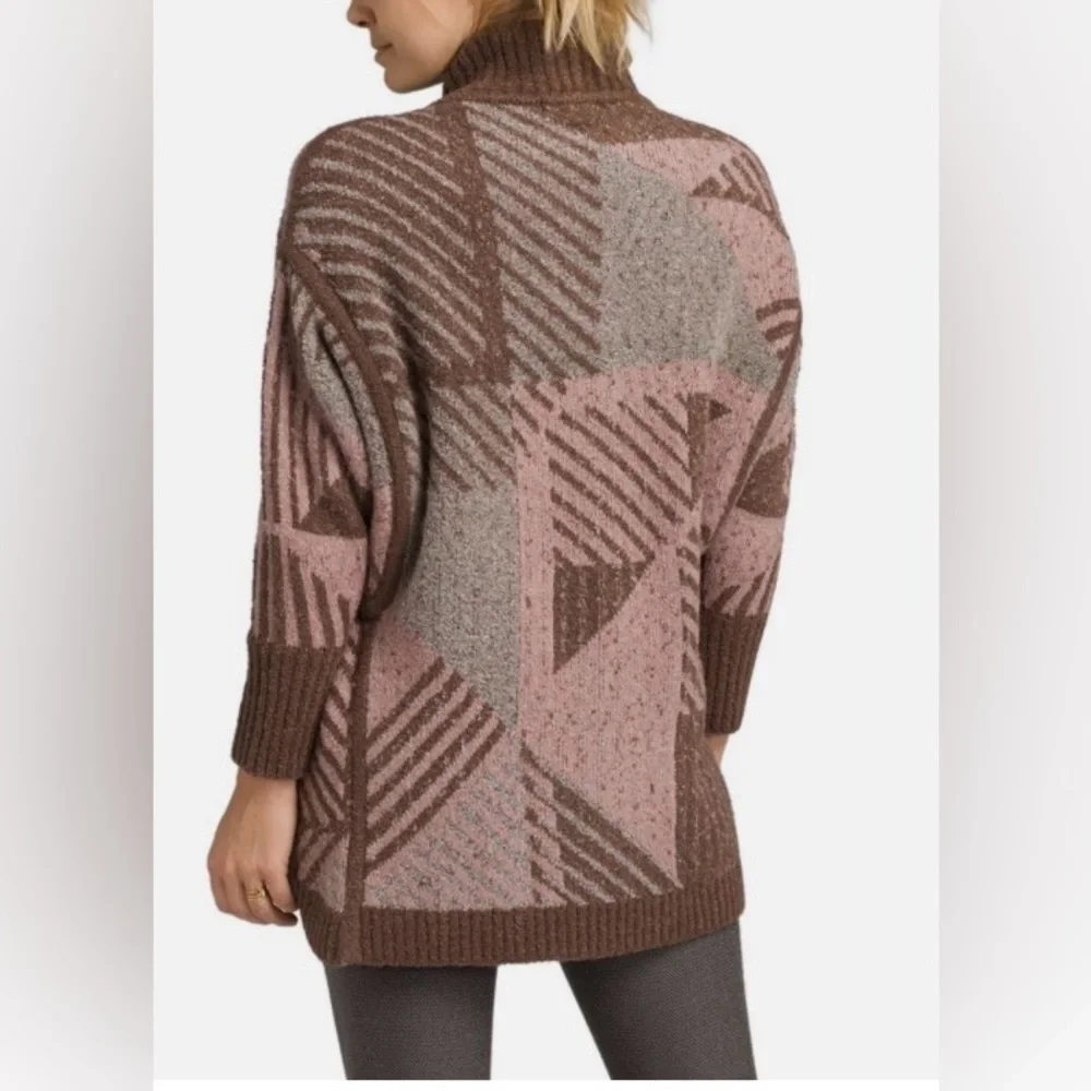 Prana Celadine Reversible Wrap Cardigan Brown/Tan Oversized. Size M/L. 2 Button.